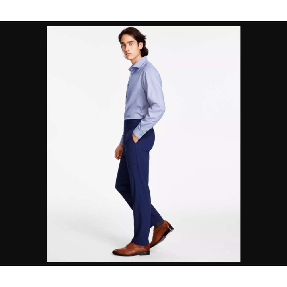 Calvin Klein NEW NWT Mens Slim Fit Glen Plaid Blue‎ Suit Dress Pants 38x29